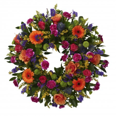 Wreath SYM-317 - A classic wreath arranged using mixed flowers.