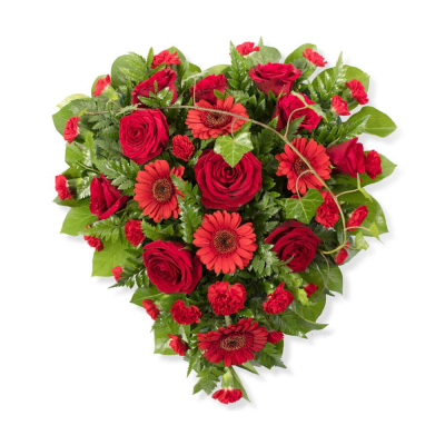 Heart SYM-323 - A full heart of elegant red and green flowers.